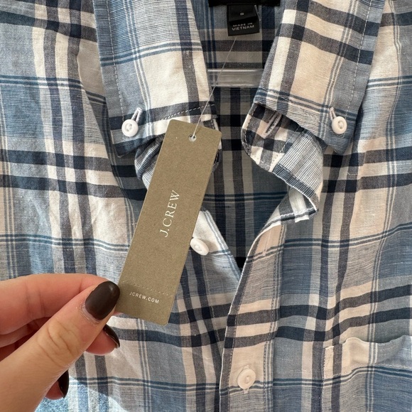 NWT J. Crew Light Blue and White Plaid Shirt - Picture 2 of 4